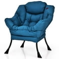 thumbnail image 1 of Costway Modern Polyester Fabric Lazy Chair Single Sofa Chair w/ Side Pocket Navy, 1 of 12