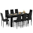 thumbnail image 1 of Costway Modern Rectangular Kitchen Table Set with 8 PVC Leather Dining Chairs Black, 1 of 8
