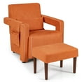 thumbnail image 1 of Costway Modern Suede Fabric Single Sofa Chair w/ Ottoman & Waist Pillow Orange, 1 of 11