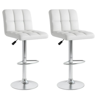 Costway Modern Swivel Bar Stools Set of 2 with Heavy-duty Metal Base & Footrest Back White