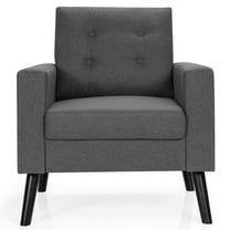 Costway Modern Tufted Accent Chair Fabric Armchair Single Sofa w/ Rubber Wood Legs Grey