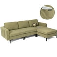 thumbnail image 1 of Costway Modular L-shaped 3 Seat Sectional Sofa w/ Reversible Chaise & 2 USB Ports Green, 1 of 11