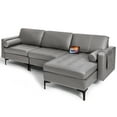 thumbnail image 1 of Costway Modular L-shaped 3 Seat Sectional Sofa w/ Reversible Chaise & 2 USB Ports Grey, 1 of 10