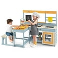 thumbnail image 1 of Costway Mud Kitchen with Kids Picnic Table Built-in Bench Blackboard Water Box Sink, 1 of 10