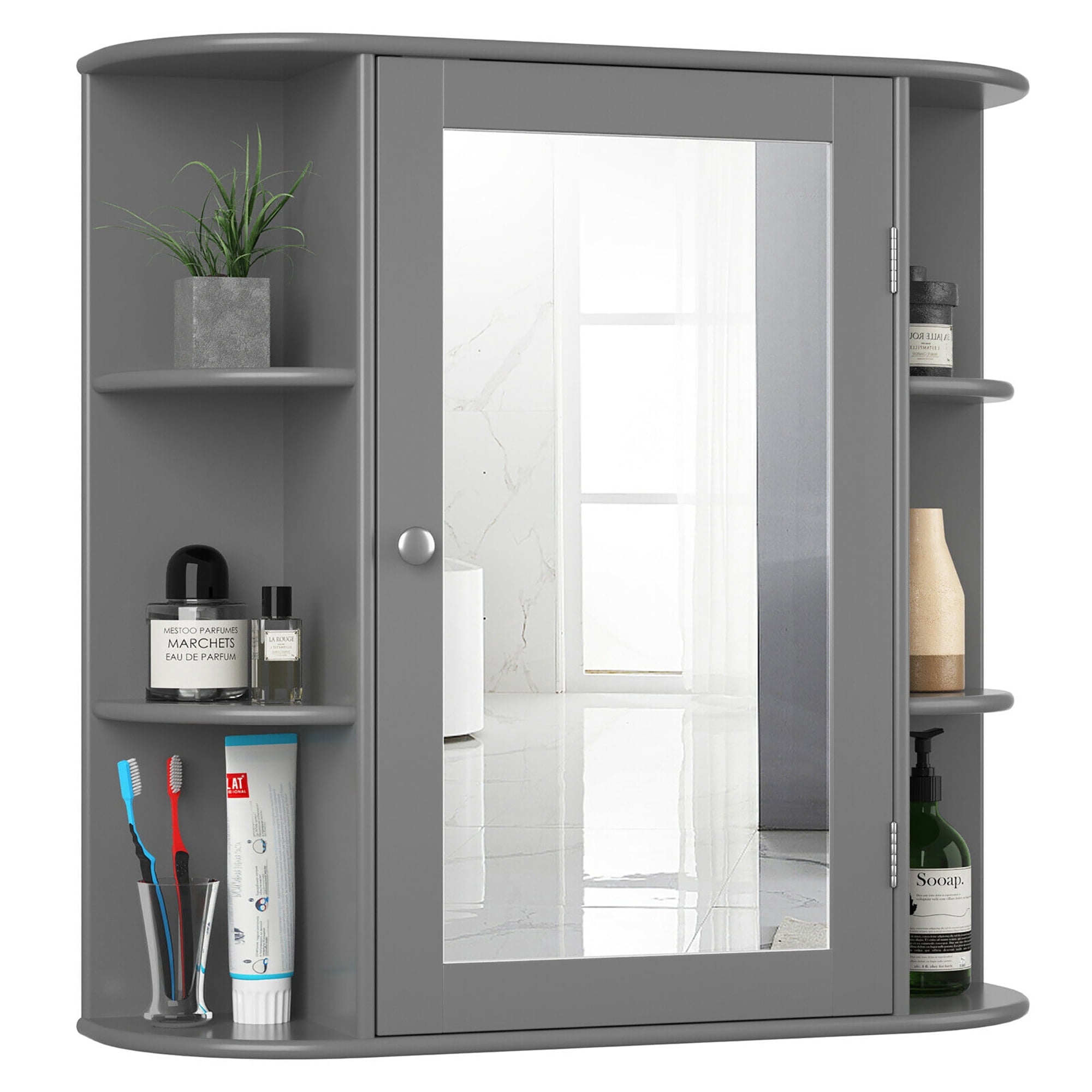 Costway Multipurpose Mount Wall Surface Bathroom Storage Cabinet 