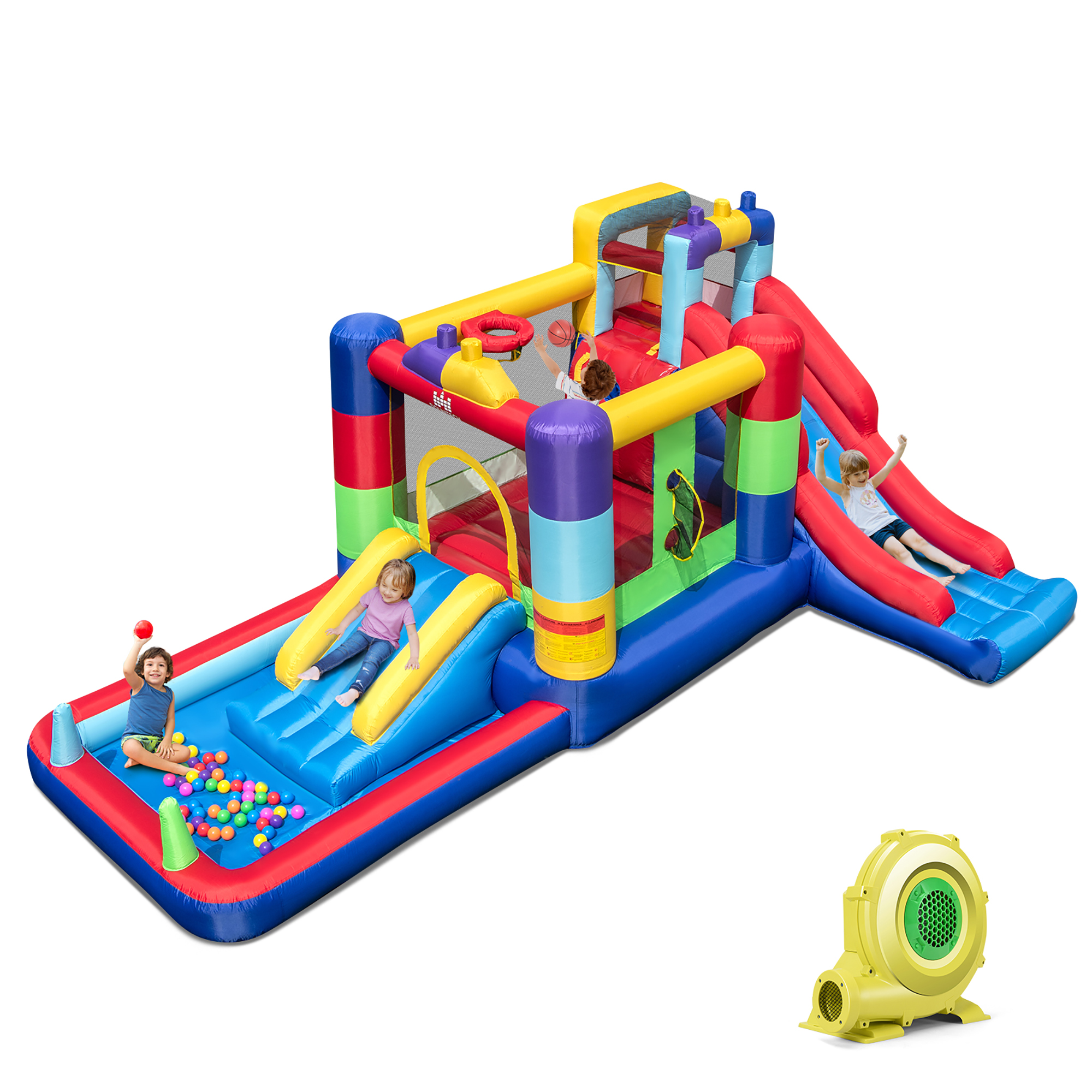Costway Mutifunctional Kids Infalatable Bounce Castle with 50 Ocean Balls & 735W Blower - image 1 of 10
