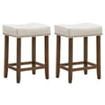 thumbnail image 1 of Costway Nailhead Saddle Bar Stools Fabric Seat & Wood Legs Beige (Set of 2), 1 of 11