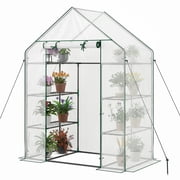 Costway New Portable Mini 8 Shelves Walk In Greenhouse Outdoor 4 Tier Green House White