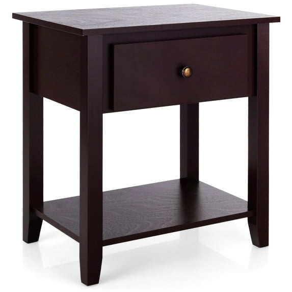 Costway Nightstand Beside Table Chest Sofa Table End Table Accent Table Espresso