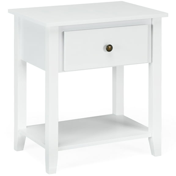 Costway Nightstand Side Table Chest Sofa Table End Table Accent Table White