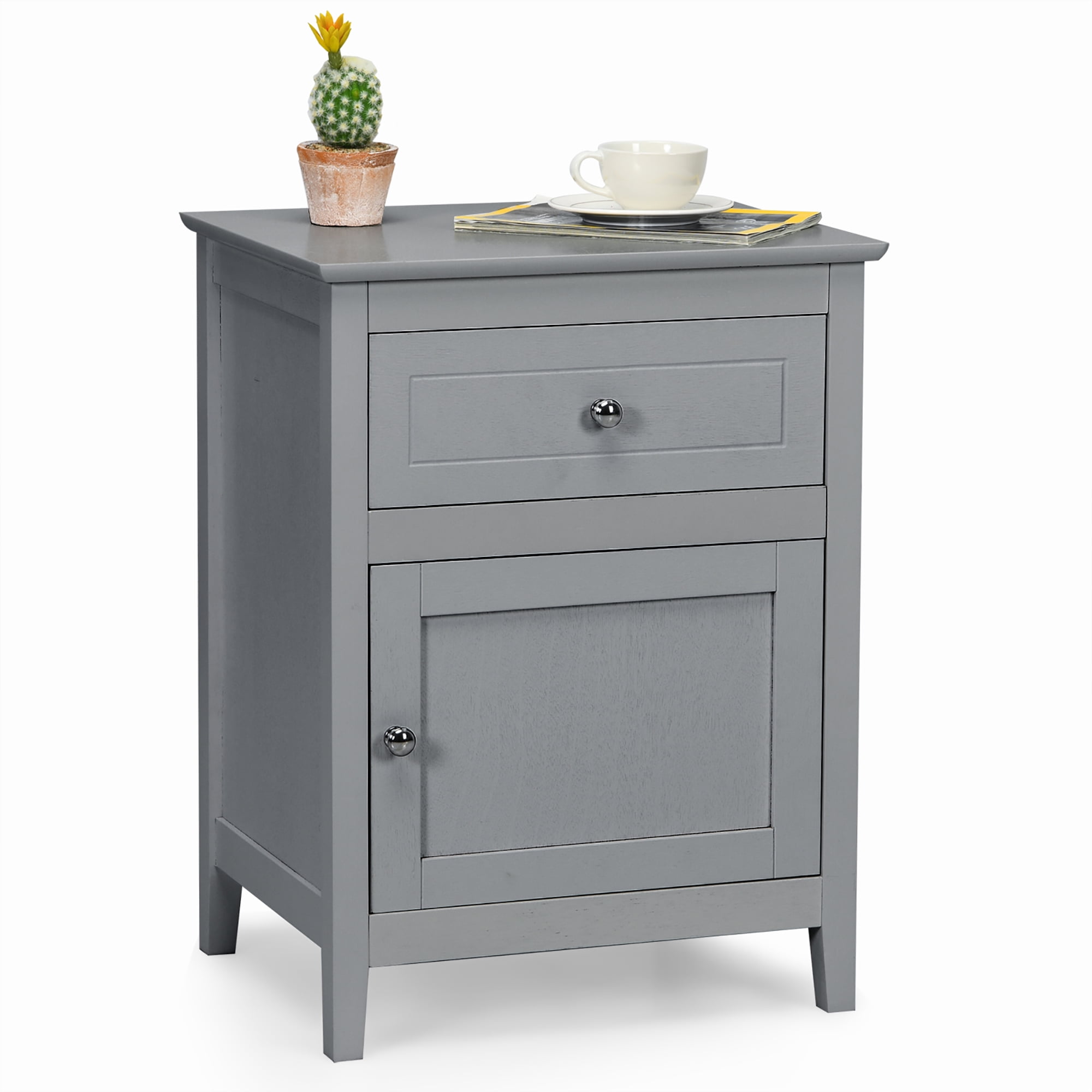 Costway Nightstand with Drawer Accent Side End Table Storage