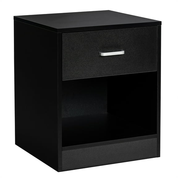 Costway Nightstand with Drawer Storage Cabinet Modern Beside End Table Black