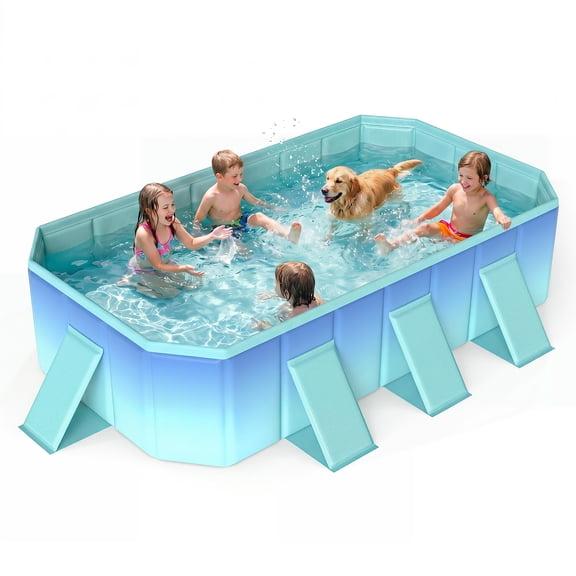 Costway Non-Inflatable Swimming Pool, Around Ground Pool with 24 Wall Panels & 8 Support Gradient + Green