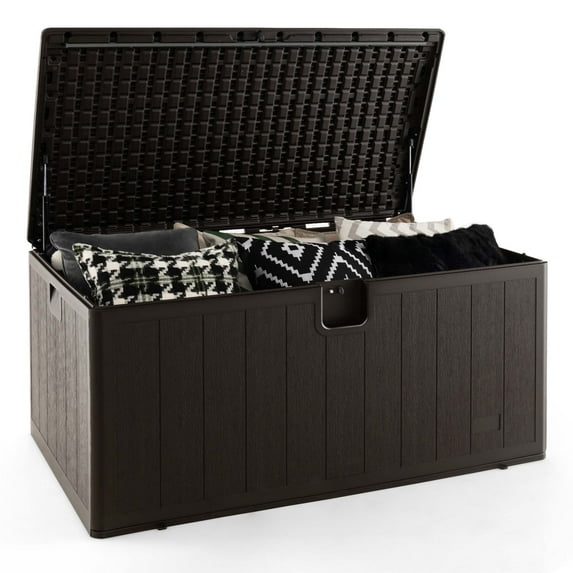 Costway Outdoor 130 Gallon HDPE Deck Box, Brown