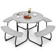 thumbnail image 1 of Costway Outdoor 8-person Round Picnic Table Bench Set with 4 Benches & Umbrella Hole Gray, 1 of 9