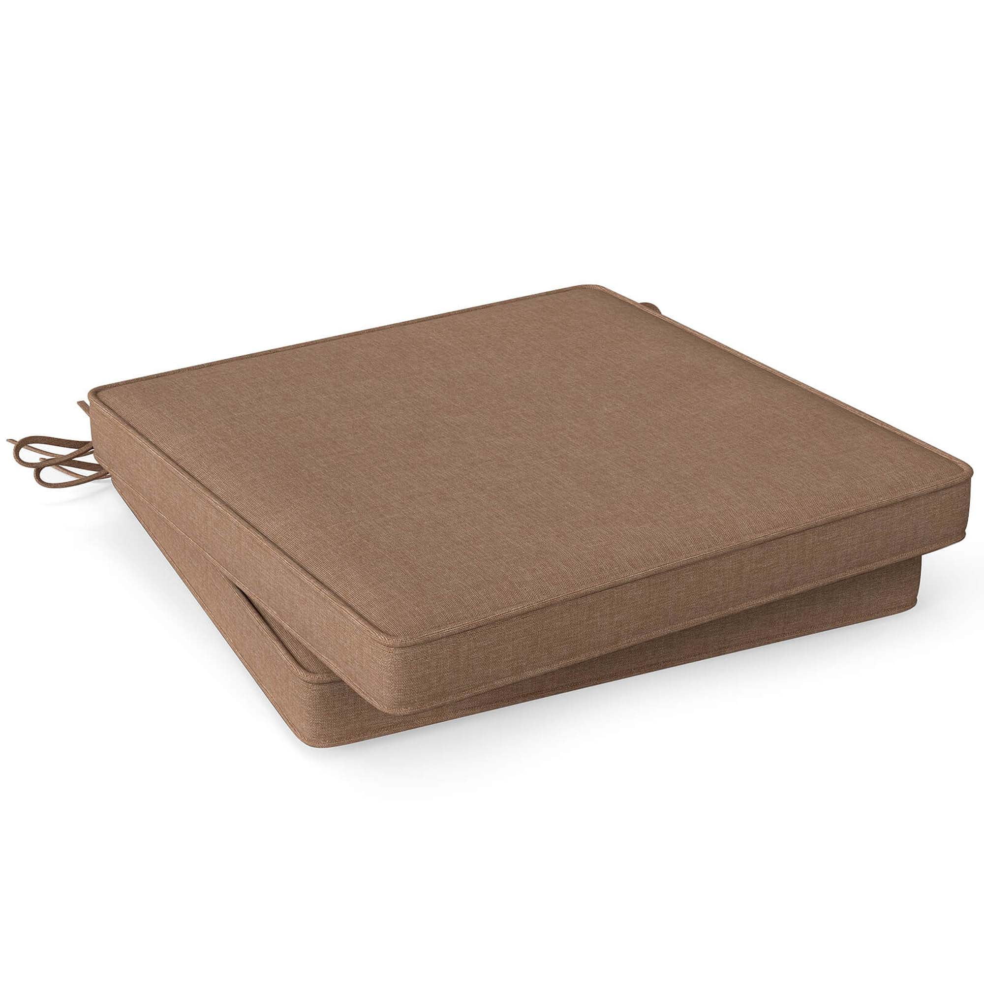 Costway Outdoor Chair Cushion Set of 2 Waterproof Fade-Resistant Olefin Seat Cushions Brown