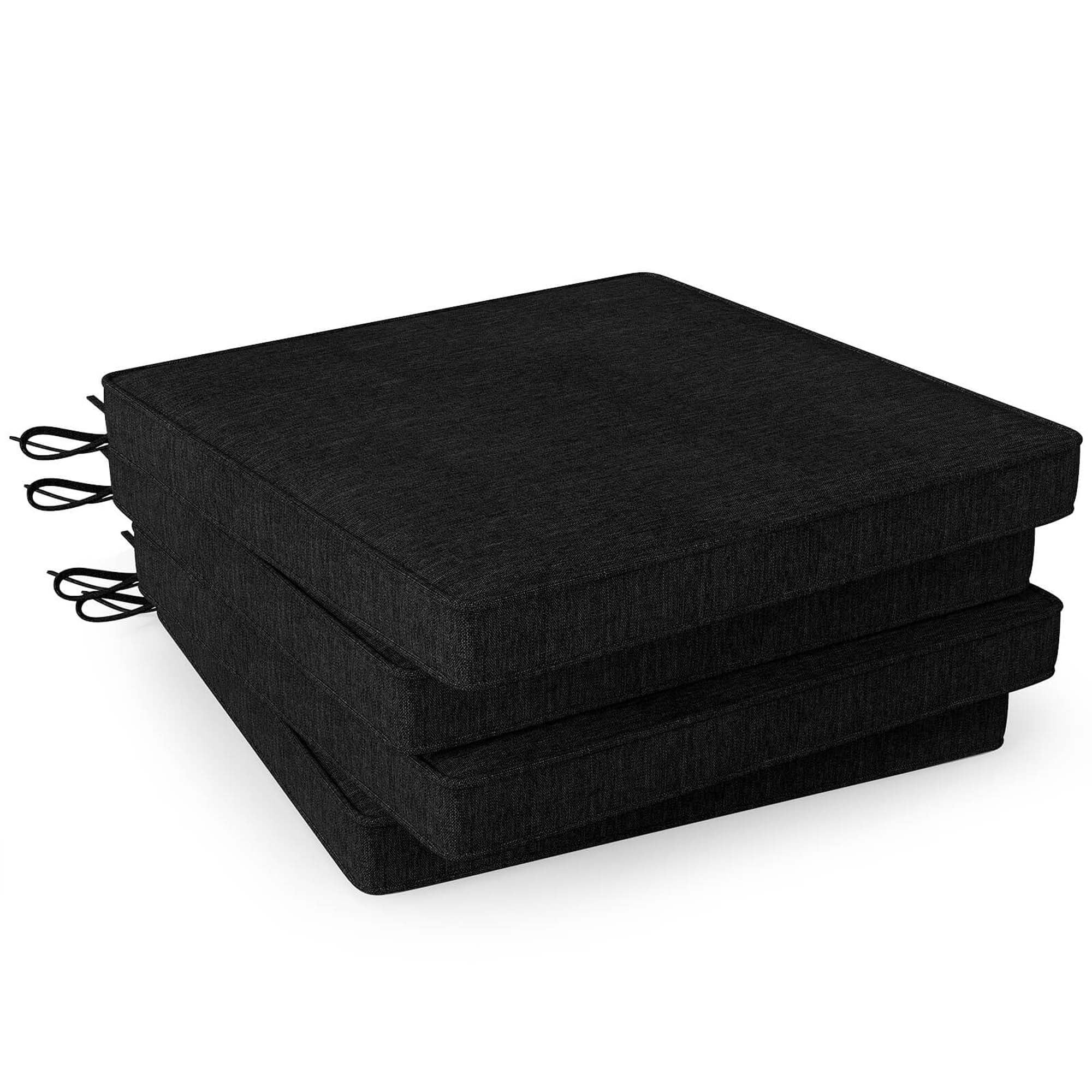 Costway Outdoor Chair Cushion Set of 4 Waterproof Fade-Resistant Olefin Seat Cushions Black