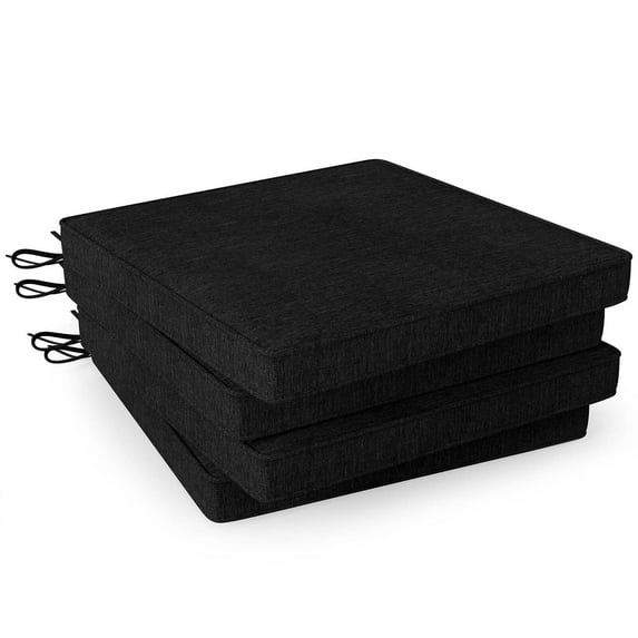 Costway Outdoor Chair Cushion Set of 4 Waterproof Fade-Resistant Olefin Seat Cushions Black