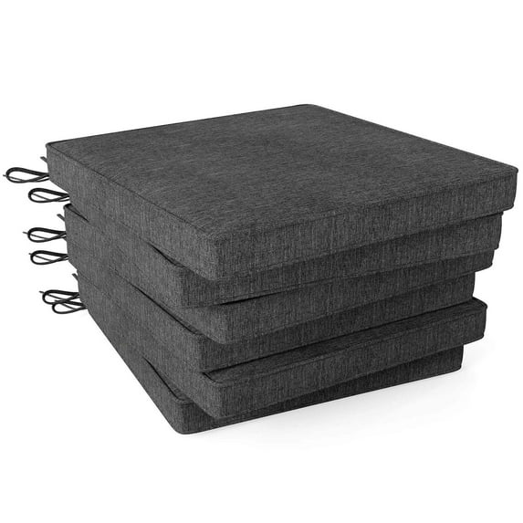 Costway Outdoor Chair Cushion Set of 6 Waterproof Fade-Resistant Olefin Seat Cushions Gray