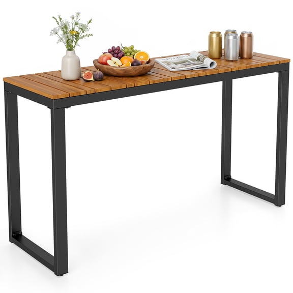 Costway Outdoor Console Table with Metal Frame Foot Pads Buffet Bar Storage Organizer
