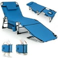 thumbnail image 1 of Costway Outdoor Folding Chaise 5-Position Lounge Chair with Face Hole &Adjustable Footrest Blue, 1 of 10