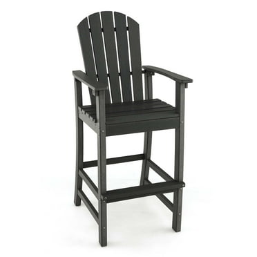 Costway Outdoor HDPE Bar Height Stool Patio Tall Chair Armrest Footrest All Weather