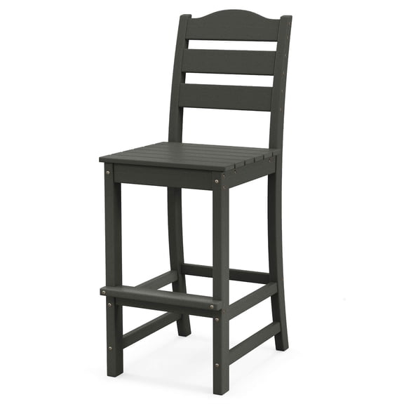 Costway Outdoor HDPE Bar Stool Patio Tall Chair Backrest Footrest All Weather Black