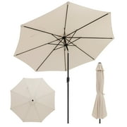 Costway Outdoor Heavy Duty Market Umbrella with Tilt Mechanism Crank Handle 8 Sturdy Ribs