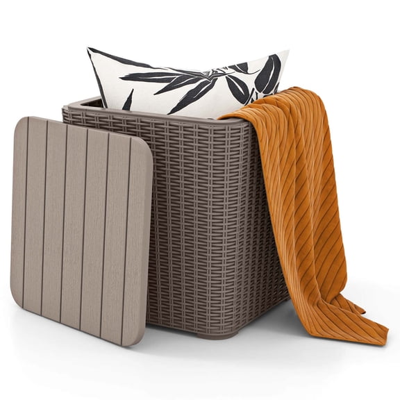 Costway Outdoor High Quality 11.5 Gallon Polyresin Deck Box, Brown