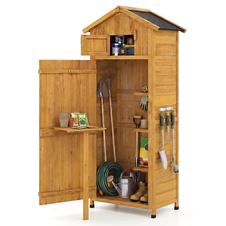 Costway Outdoor Lockable Wooden Storage Shed, 71