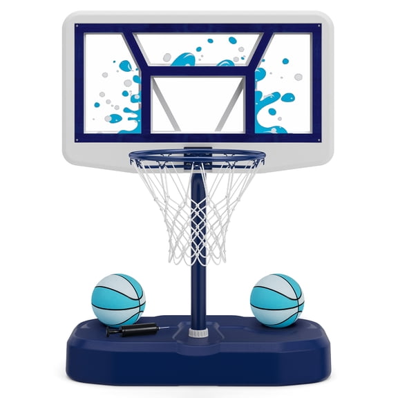 Costway Outdoor Poolside Basketball Goal System with 42 Inches Shatterproof PC Backboard Navy Blue