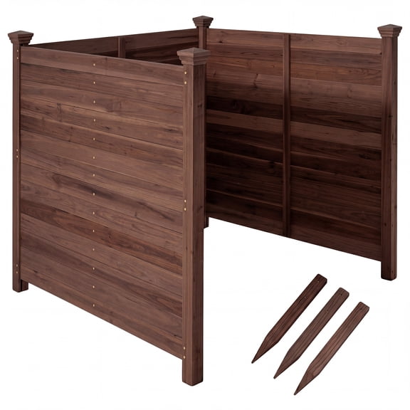 Costway Outdoor Privacy Fence, 47 x 47-Inch 3-Panel Air Conditioner Fence for Outside Brown
