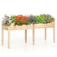 thumbnail image 1 of Costway Outdoor Raised Garden Bed with Legs 73x23x30in Wood Planter Box with Divider Panel Beige, 1 of 10