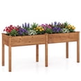 thumbnail image 1 of Costway Outdoor Raised Garden Bed with Legs 73x23x30in Wood Planter Box with Divider Panel Brown, 1 of 10