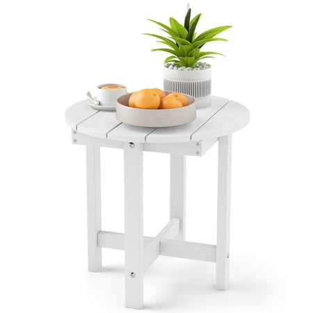 Costway Outdoor Bistro Table with Weather-Resistant, Waterproof Top for Patio Deck Pool Porch White