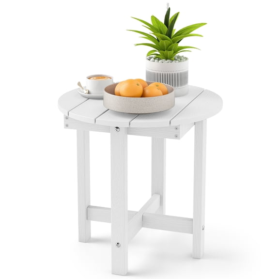 Costway Outdoor Bistro Table with Weather-Resistant, Waterproof Top for Patio Deck Pool Porch White