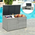 thumbnail image 1 of Costway Outdoor Sturdy 88 Gallon Rattan & Steel Deck Box, Gray, 1 of 11