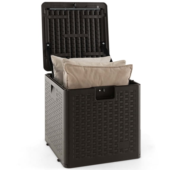Costway Outdoor Waterproof 28 gal HDPE and Metal Deck Box, Brown