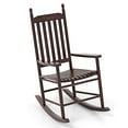 thumbnail image 1 of Costway Outdoor Wooden Rocking Chair with Solid Rocking Base Slatted Seat & Back Patio Brown, 1 of 9