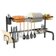 thumbnail image 1 of Costway Over Sink Dish Drying Rack 2 Tier Adjustable (21''-39'') Length w/ 8 Hooks, 1 of 10