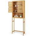 thumbnail image 1 of Costway Over the Toilet Storage Cabinet Tall Bathroom Bamboo Shelf Organizer Space Saver, 1 of 10