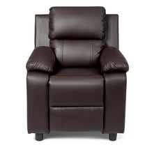Costway PU Leather Kids Recliner with Armrest & Headrest Lounge Coffee
