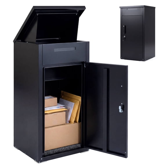 Costway Package Delivery Box wirh Anti-Theft Board, Lockable Door, Coded Lock for Home Black