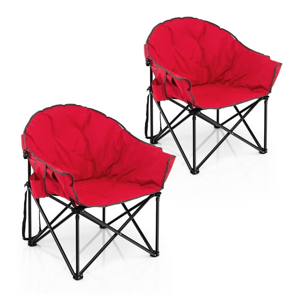 Costway Padded Camping Folding Moon Chair, Red