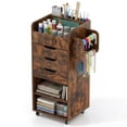thumbnail image 1 of Costway Paper Storage Cart, Rolling Gift Wrap Station with 3 Drawers & Adjustable Shelf Rustic Brown, 1 of 11
