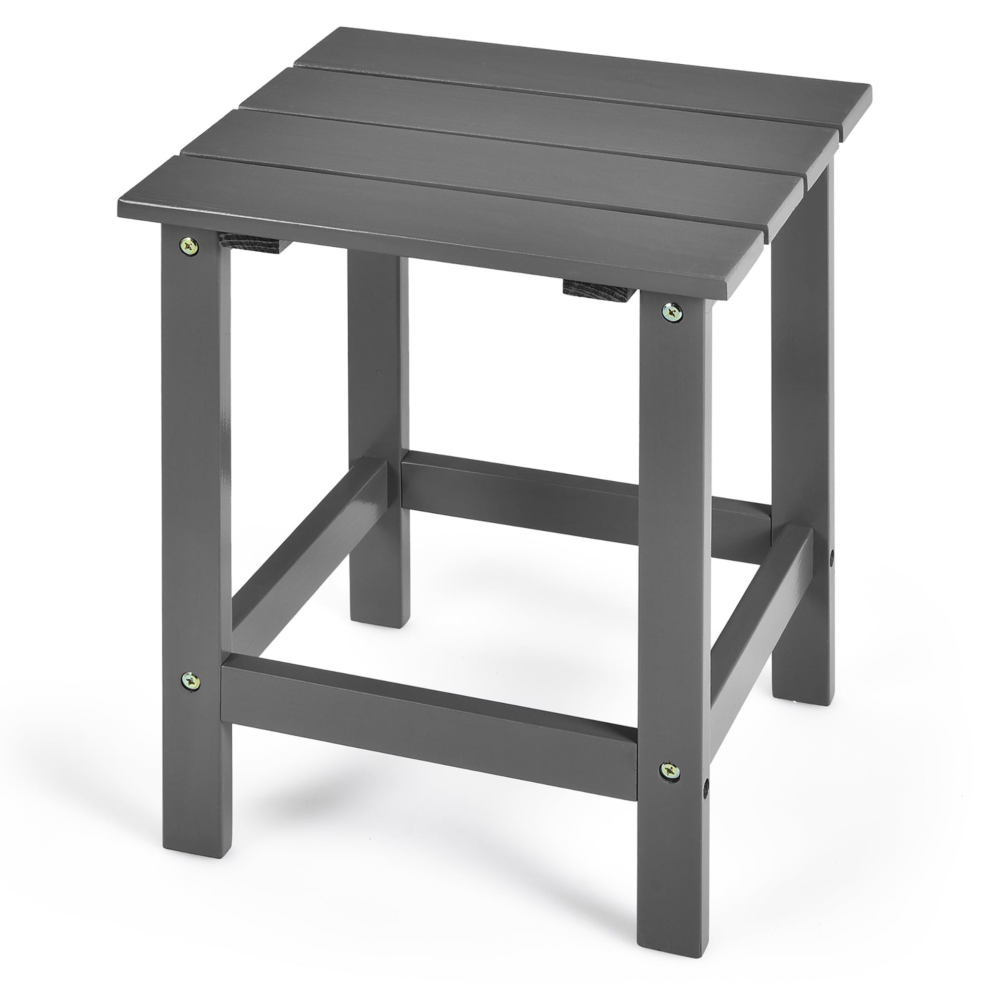 Gray Solid Fir Wood Square Outdoor Side Table