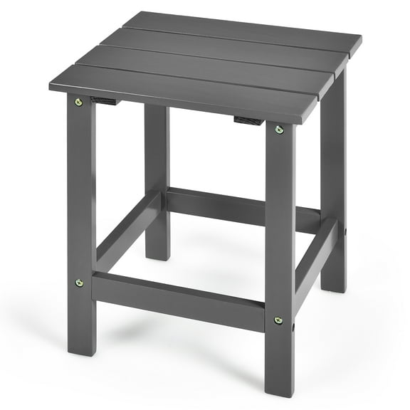 Costway Patio 15" End Side Coffee Table Square Wooden Slat Garden Deck Gray