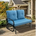 thumbnail image 1 of Costway Patio 2-Person Glider Bench Rocking Loveseat Cushioned Armrest Blue, 1 of 8