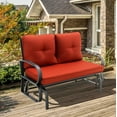 thumbnail image 1 of Costway Patio 2-Person Glider Bench Rocking Loveseat Cushioned Armrest Brick Red, 1 of 8