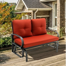 Cloud Mountain Patio Glider Bench Outdoor Cushioned 2 Person Swing Loveseat Rocking Seating Patio Swing Rocker Lounge Glider Chair Gradient Brown Walmart
